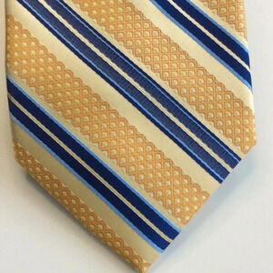 Stacy Adams Gold, Blue & White Striped Tie